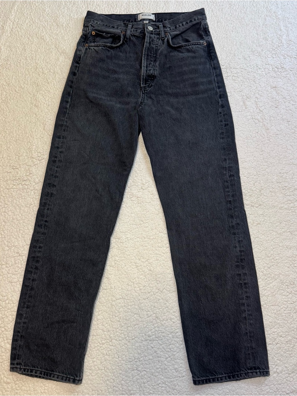 Agolde 90s Mid Rise Loose Fit Jeans Size 25 Wash Photogram Faded Black - Picture 3 of 10